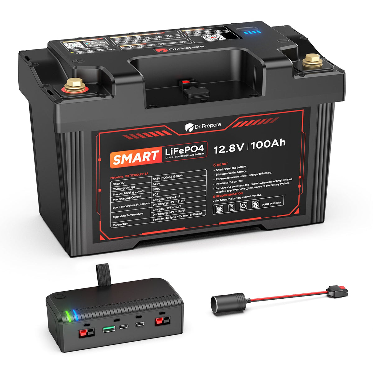 2-in-1 Smart PowerMax 1280Wh DC Portable Power Station & 12V 100Ah LiFePO4 Battery