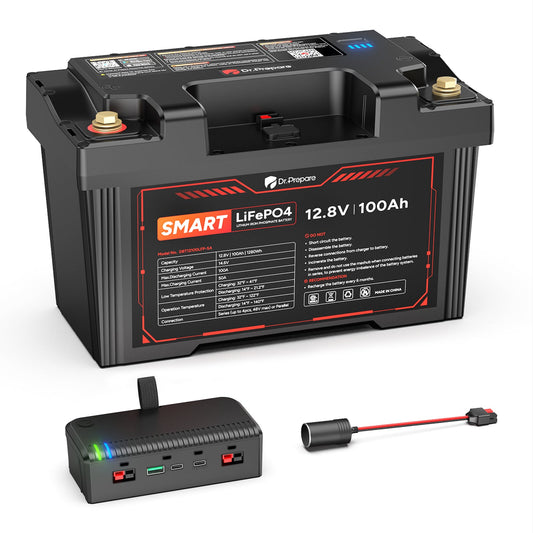 2-in-1 Smart PowerMax 1280Wh DC Portable Power Station & 12V 100Ah LiFePO4 Battery