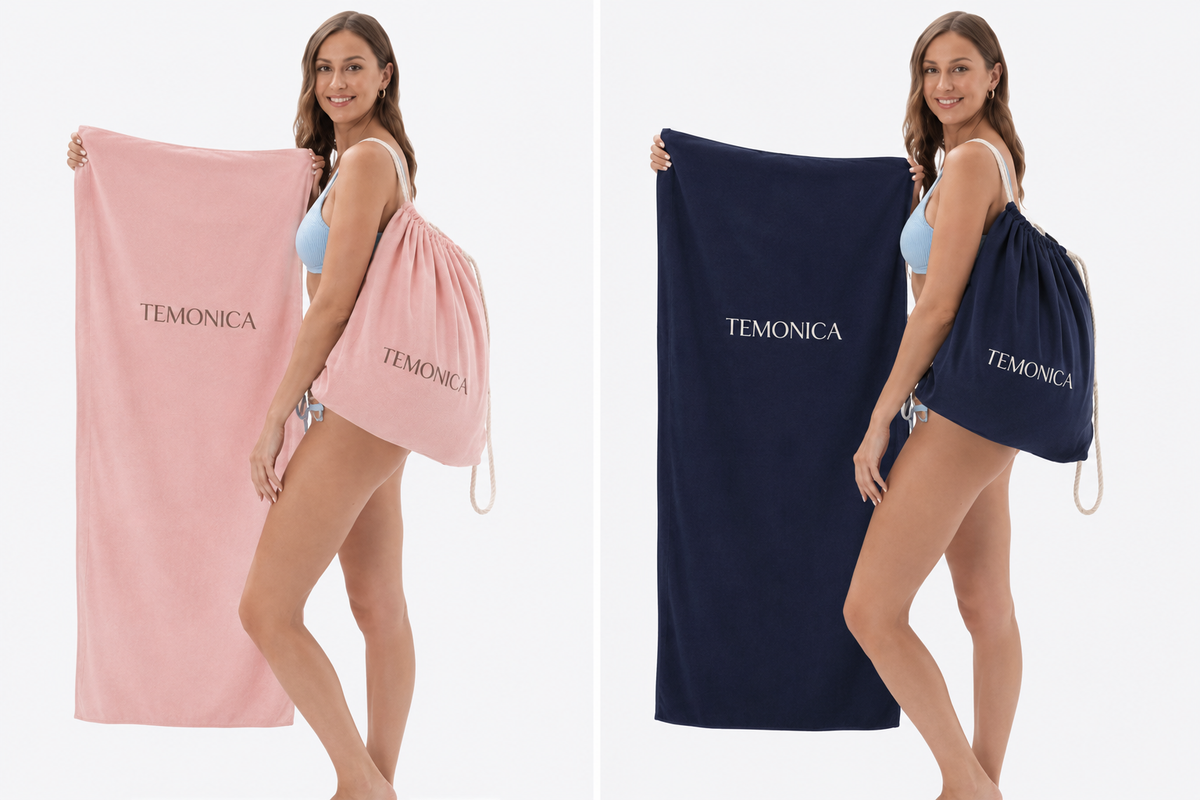 Temonica 2'si 1 Arada Katlanabilir Plaj Havlusu & Sırt Çantası
